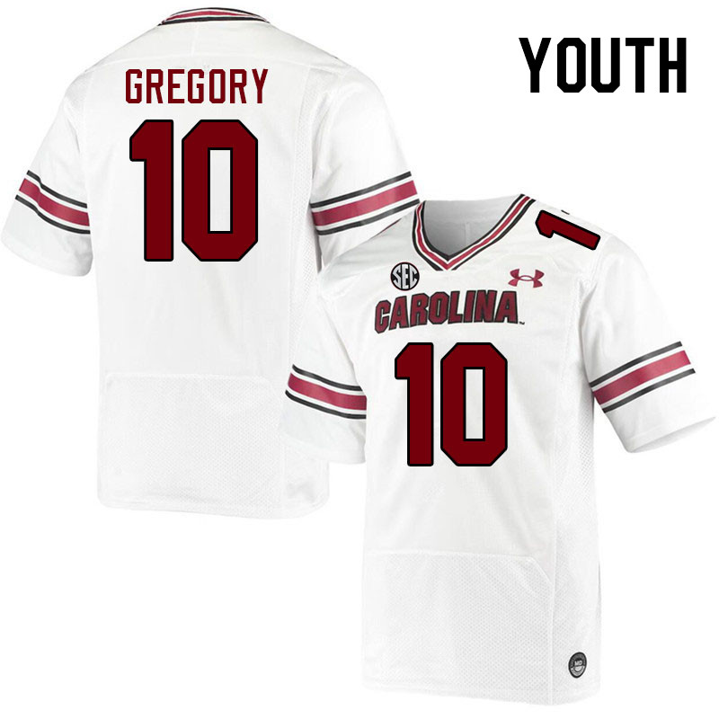 Youth #10 Wendell Gregory South Carolina Gamecocks College Football Jerseys Stitched-White